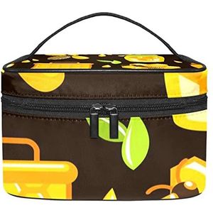 Make-up Organizer Bag, Reizen Make-up Tas Organizer Case Draagbare Cosmetische Tas voor Vrouwen en Meisjes Toiletries Zwart Seamlesspattern, Meerkleurig, 22.5x15x13.8cm/8.9x5.9x5.4in