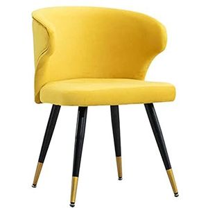 GEIRONV 58×50×78cm Fluwelen Eetkamerstoelen,voor Woonkamer Slaapkamer Keuken Fauteuils met Metalen Voetjes Lounge Stoel 1 Stuk Eetstoelen (Color : Yellow, Size : 58x50x78cm)