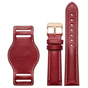 LQXHZ Echt Lederen Armband 18mm 20mm 22mm Horlogeband Heren Horlogeband Met Mat Horloges Band Handgemaakte Lederen Armband (Color : Red-rosegold, Size : 20mm)
