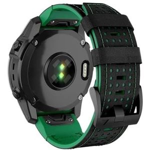 Tweekleurige leren siliconen band geschikt for Garmin Fenix ​​E 8 7X 7 6X 6 5X Plus/Epix Pro/TACTIX/Enduro 3 armbandband QuickFit 26mm 22mm(Black Green,For QuickFit 26mm)