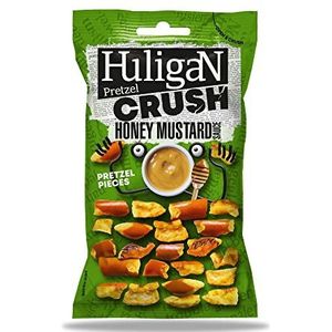 HuligaN Pretzel Crush, Ready to Eat Snack, op smaak gebracht in honing mosterdsaus, 18 x 65 gram