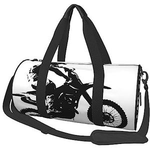 Rider Racing Car Travel Duffel Bag Waterdichte Opvouwbare Sport Gym Bag Overnight Weekend Tassen Voor Vrouwen Mannen, Zwart, One Size, Zwart, Eén maat