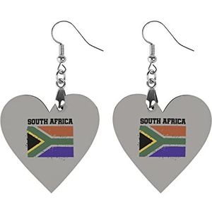 Zuid-Afrika Vlag Mode Leuke Oorbellen Grappige Geschilderde Houten Sieraden Geschenken Voor Vrouwen Liefde