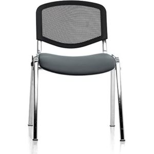 Topsit Kantoor & More wachtkamerstoel, stapelbare bezoekersstoel met zacht gevoerde zitting en rugleuning van net, metalen frame, bureaustoel, conferentiestoel voor receptie, pauzes, ruimte