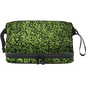 Grote capaciteit reizen cosmetische tas,Make-up tas,Waterdichte make-up tas Organizer, Close-up groene struik, Meerkleurig, 27x15x14 cm/10.6x5.9x5.5 in