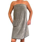 HOMELEVEL sauna handdoek voor dames - Katoenen saunakilt met klittenband - Lichtgrijs - One size