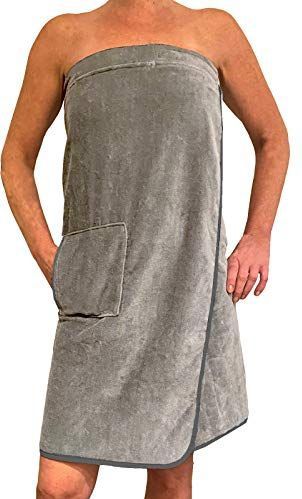 HOMELEVEL sauna handdoek voor dames - Katoenen saunakilt met klittenband - Lichtgrijs - One size