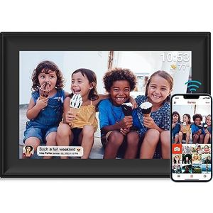Digitale fotolijst, wifi, 10,1 inch, ingebouwde 32 GB opslag, bewegingssensor, automatische rotatie, geschikt voor SD-kaart/USB-driver, 1280x800 aanraakscherm, deel momenten direct via de Frameo-app
