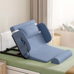 Rugleuning voor elektrisch heffend bed, zitstoel met rugleuning voor nek- en lendensteun, elektrisch hefbare rugleuning voor bed met armleuning, verstelbaar van 0 tot 80 °(Blue,75cm-A)