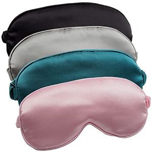 LERSVICVIL Slaapmasker 4 stuks zijden oogbedekking zachte satijnen blinddoek elastische band nacht oogschaduw reizen dutje voor vrouwen mannen
