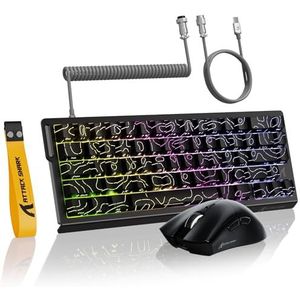 MAMBASNAKE ATTACK SHARK X68 HE Rapid Trigger-Toetsenbord, Draadloze R1-Gamingmuis en 8Khz-Spiraalkabelcombo's, 0,01mm RT-Nauwkeurigheid, 8Khz Bedraad Magnetisch Toetsenbord,for PC/Mac Zwarte Contouren