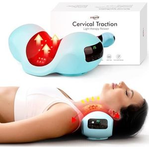 USUIELIGHT Usuie Nek-tractiekussen voor rode lichttherapie, neksteun ter verlichting van nekpijn, nektractie-apparaat voor spanningshoofdpijn en
