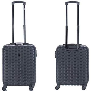 Luggage Hard Shell Case ABS Reizen Koffer 4 Wiel Spinner Trolley Bagage Tas Combinatieslot 4 Hoek Swivel Wielen, Zwart, Cabin 50x40x20cm, 37L, 2.9 KG