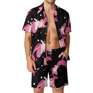 Zeemeermin eenhoorn Hawaiiaanse sets voor mannen Button Down korte mouw trainingspak strand outfits L