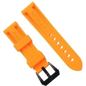 dayeer Zwart oranje rubberen horlogeband voor Panerai horlogeband siliconen waterdichte tape polsband (Color : Orange Black, Size : 24mm)