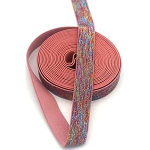 Glitter rubberen elastische band 25 mm kleurrijke streep singels tailleband DIY handgemaakte naaien hoofdtooi kleding tas accessoires-roze-25mm-1M