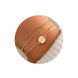 TINGN Gouden armband voor vrouwen en tieners meisjes - 18 karaat goud gevulde initialen armbanden gepersonaliseerde grammofoonplaten monogram bedelarmband voor vrouwen en meisjes sieraden geschenken