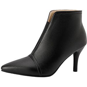 Onewus Casual Chelsea Boots voor dames, instappers, stiletto-hakken en spitse teenpartij, zwart, 34 EU