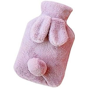 DieffematicRSD Warmwaterkruik Warm waterzak hand warmer huishoudelijke warming-warmwaterflessen met konijnen oor dekking (Color : Purple)