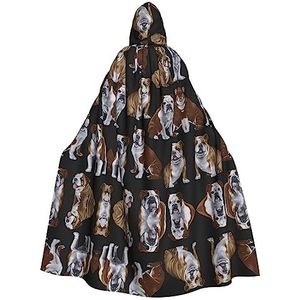 DEXNEL Engelse Bulldogs 59 ""Hooded Cape Unisex Halloween mantel voor duivel heks tovenaar Halloween Cosplay, aankleden