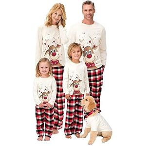 NIUVOO Dames Pyjama Set Bijpassende Familie Koppels Grappige Fleece Kerst Pyjama Voor Kinderen Jongens/Vrouwen/Familie/Meisjes/Koppels/Mannen, Wit, Women (S)
