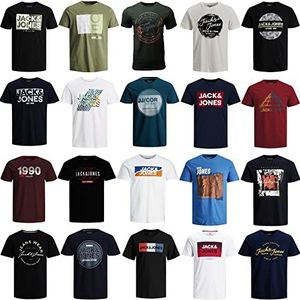 Jack & Jones T-shirt voor heren, pakket van 3, 6 of 9 stuks, gemengd pakket, ronde hals, katoenmix, multicolor, S