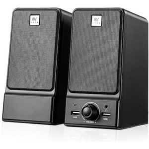 OROW PC-luidsprekers, 16 W luidspreker voor pc, USB, HiFi stereogeluid, geïntegreerde DSP-soundchip, diepe bas en delicate stem, computerluidspreker met hoofdtelefoonaansluiting (S203)