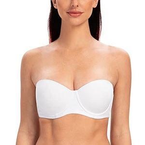 MELENECA Dames Comfort Beugel Ongewatteerde Grote Borsten Strapless bh Wit 85B