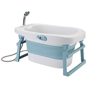 Opvouwbaar babybadje, opvouwbaar babybad met badkussen - kinderbad - voor meisjes of jongens - vanaf de geboorte tot 7 jaar, babybad op antislipvoet, hoogte: 43,7 cm (blauw)