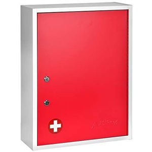 AdirMed Vergrendelbare medicijnkast wandgemonteerde EHBO-kast met slot, afsluitbaar wandmedicijnkastje met dubbel slot en dubbele sleutels, 21"" H x 16"" B x 6"" D, rood
