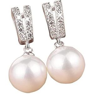 Oorbellen voor Vrouwen Hoop Parel Strass Oorbellen Dunne Dangle Zilver Elegante Strass Oorbellen Bruiloft Vrouwen Accessoires Sieraden Oorbellen voor Vrouwen, Zilver, Eén maat, Hoepel