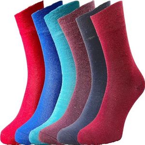ZombaFlo 6 paar diabetische sokken voor vrouwen - niet elastisch - katoenrijk | zachte grip Stay Up Soft Top sokken voor vrouwen UK 4-7 Multipack, Heldere kleuren, 37-40 EU
