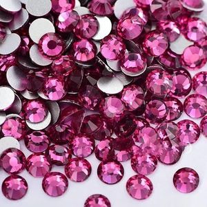 Kleurrijke SS3-SS34 Crystal AB Glitter Strass Glas Non Hotfix Strass steentjes set Flatback Diamond Nail Art Decorations B2540-Fuchsia-SS5-1440st