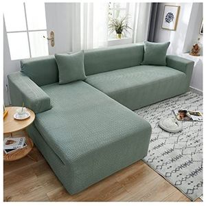 Bankovertrek Hoekbank l vorm Bankhoes 2 zits 3 zits 4 zits Stretch Hoekbanken xl xxl Grijis/Beige L-vorm ​Sofa Covers van Polyester Gemakkelijk te Reinigen