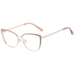 kachawoo Blauw licht blokkerende bril retro vrouwen metalen brilmontuur kattenoog anti-blauw licht computerbril, Bean Gold Frame, 55-17-137