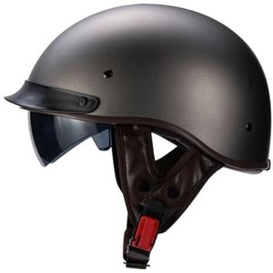 Motorfiets Half Face Helm Retro Duitse Stijl Jet Helm Met Zonneklep Skull Cap Motorfiets Open Face Helm Voor Mannen Vrouwen ECEDOT Goedgekeurd Voor Cruiser Scooter 12,M:57-58CM