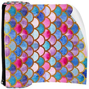 Potlood Case Pen Tas Houder met Rits Coin Organizer Tassen Make-up Cosmetische Pouch voor Vrouwen Tiener Meisjes Jongens Kinderen, Zeemeermin Schaal Kleurrijk
