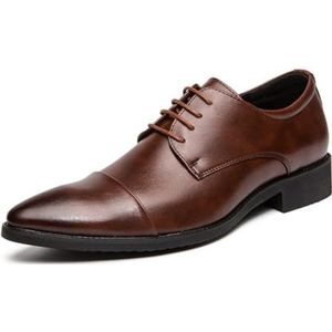 KYOESCAI Veterschoenen voor heren, casual, comfortabele Oxfords, formele zakelijke Derby-schoenen voor heren,Bruin,38 EU