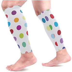 EZIOLY Polkadots Sport Kalf Compressie Mouwen Been Compressie Sokken Kalf Guard voor hardlopen, Fietsen, Moederschap, Reizen, Verpleegkundigen