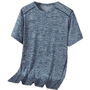 Dvbfufv Heren Outdoor Dunne Ademend Zijde Sneldrogend T-shirt met korte mouwen Sport Training Tops, Grijs9-blauw, M