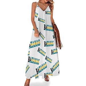 Bahama's vlag dames sling maxi jurken V-hals casual mouwloze verstelbare riem sexy lange jurk