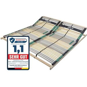 Sleepneo Lattenbodem Premium Strong 200 van beukenhout, extra stabiele lattenbodem 200 x 200, tot 200 kg, verstelbare lattenbodem met 7 zones, lattenbodem met 42 latten, Made in Germany