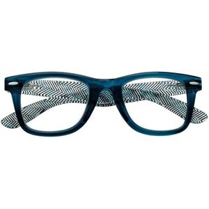 Zippo-leesbril, gemaakt met een montuur met zachte lijnen, ideaal voor mannen en vrouwen, dioptrie +3,00, kleur blauw, gestreepte pootjes