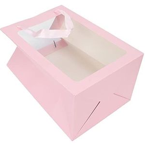 Roze transparante geschenkzak, transparante geschenkzak met venster Unieke rechthoekige vorm Kartonnen draagbare stevig voor Kerstmis voor bruiloften(roze)