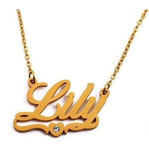 Lily Gepersonaliseerde hartvormige naam ketting verguld, aangepaste sierlijke naam hangers, sieraden voor dames, vriendin, moeder, zus, vrienden