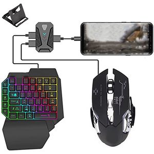 Gamepad-toetsenbord Muisconversieset voor PUBG Android, Toetsenbord- en Muisconverter Mobiel Speltoetsenbord Muisadapter Bekabelde Verbinding voor Android-systeem(Mix lite+F6+G2)