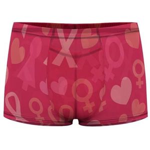 Roze Lint Hart Heren Boxer Slips Sexy Shorts Mesh Boxers Ondergoed Ademend Onderbroek Thong