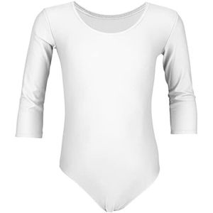 Aquarti Meisjes Balletpak Gympakje met 3/4 Mouwen, Wit, 122
