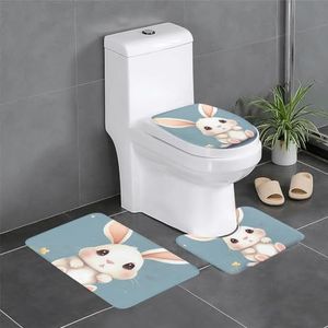GeRRiT Cartoon schattig konijn gedrukt 3 stuk badkamer tapijten set badkamer matten