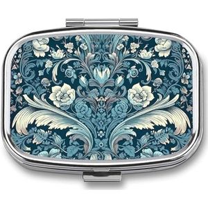 Barokke Stijl Bloemen Print Pillendoos Geneeskunde Pil Organizer Kleine Pil Case Reizen Pil Container Draagbare Pil Case voor Pocket 2 Compartiment Pillenhouder Pillendozen voor Reizen